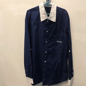 MACLEOD Blue/Cotton Button-Up Shirt - Sz 14